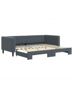Divano Letto con Letto Estraibile Grigio Scuro 90x200cm Velluto
