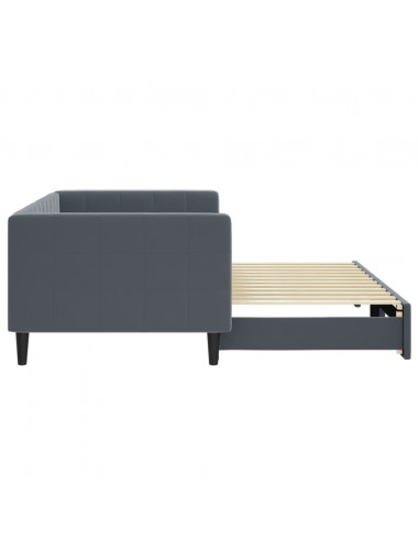 Divano Letto con Letto Estraibile Grigio Scuro 90x200cm Velluto