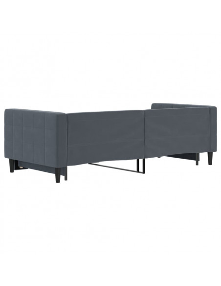Divano Letto con Letto Estraibile Grigio Scuro 90x200cm Velluto
