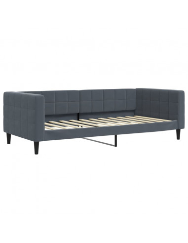Divano Letto con Letto Estraibile Grigio Scuro 90x200cm Velluto