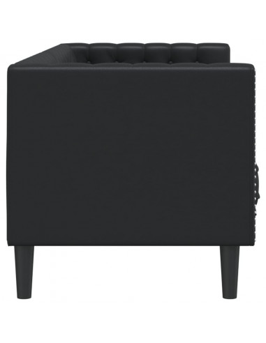 Divano Chesterfield a 3 Posti Nero in Similpelle