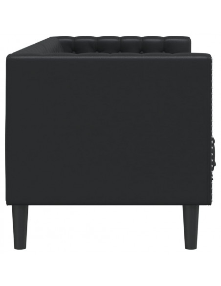 Divano Chesterfield a 3 Posti Nero in Similpelle