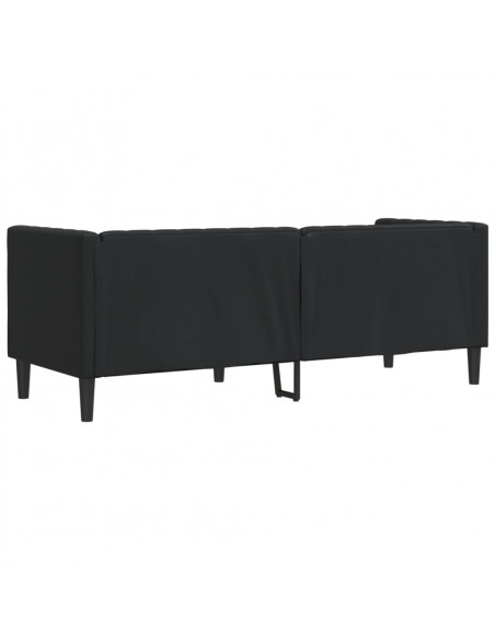 Divano Chesterfield a 3 Posti Nero in Similpelle