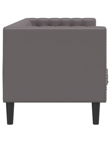 Divano Chesterfield a 3 Posti Grigio in Similpelle