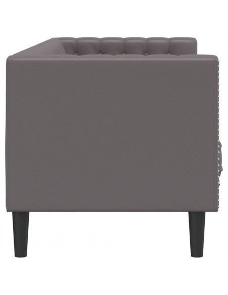 Divano Chesterfield a 3 Posti Grigio in Similpelle