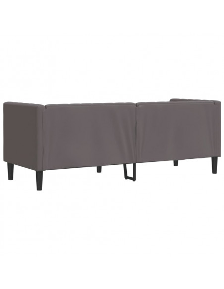 Divano Chesterfield a 3 Posti Grigio in Similpelle