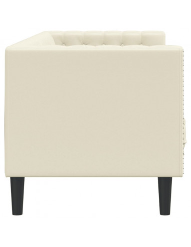 Divano Chesterfield a 3 Posti Crema in Similpelle