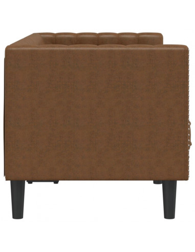 Divano Chesterfield a 2 Posti Marrone in Similpelle Scamosciata