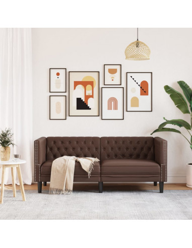 Divano Chesterfield a 2 Posti Marrone in Similpelle