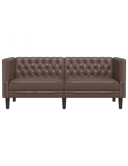 Divano Chesterfield a 2 Posti Marrone in Similpelle