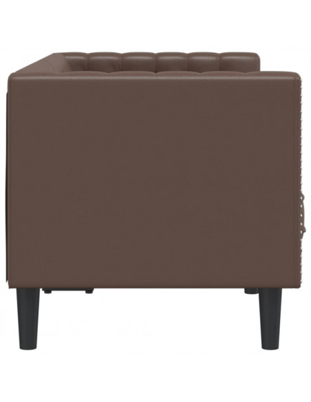 Divano Chesterfield a 2 Posti Marrone in Similpelle