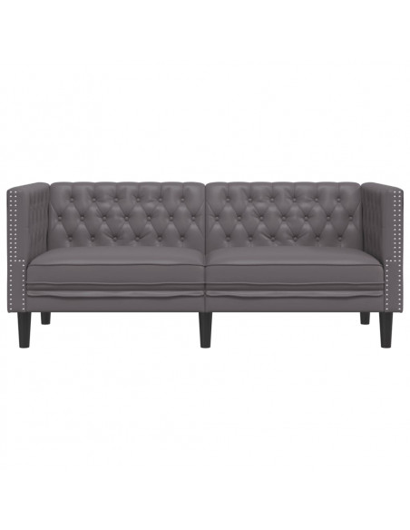 Divano Chesterfield a 2 Posti Grigia in Similpelle