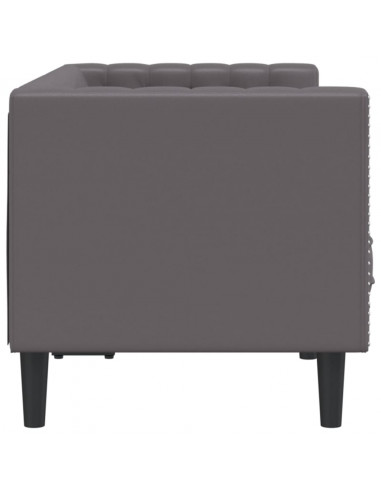 Divano Chesterfield a 2 Posti Grigia in Similpelle