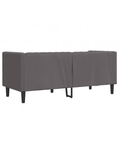 Divano Chesterfield a 2 Posti Grigia in Similpelle