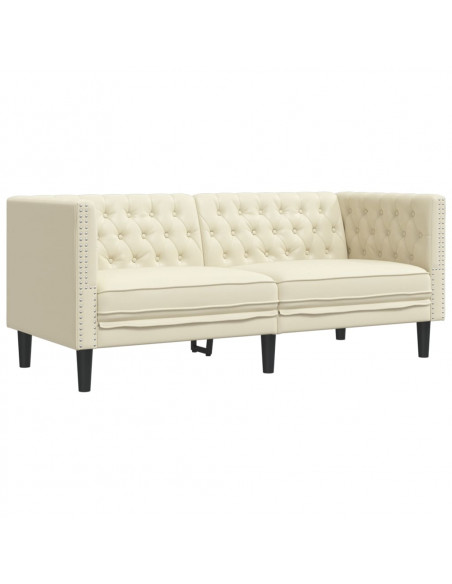 Divano Chesterfield a 2 Posti Crema in Similpelle