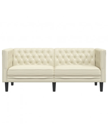 Divano Chesterfield a 2 Posti Crema in Similpelle