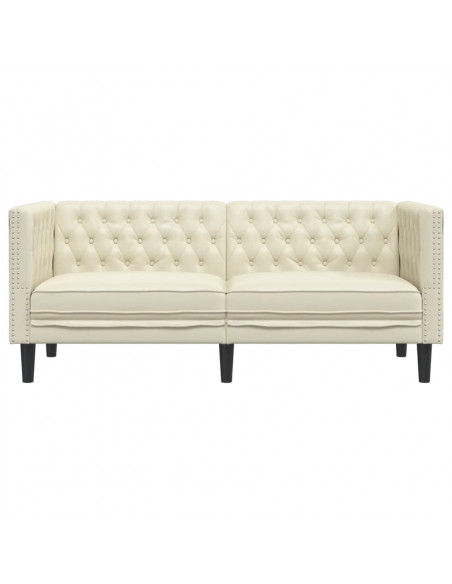 Divano Chesterfield a 2 Posti Crema in Similpelle