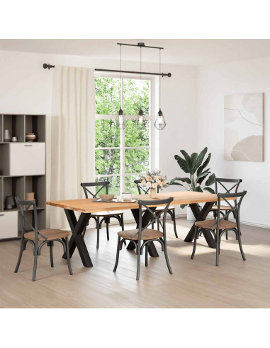 Gambe Tavolo Pranzo a Forma X 3 pz Nero 70x(72-73) cm Acciaio