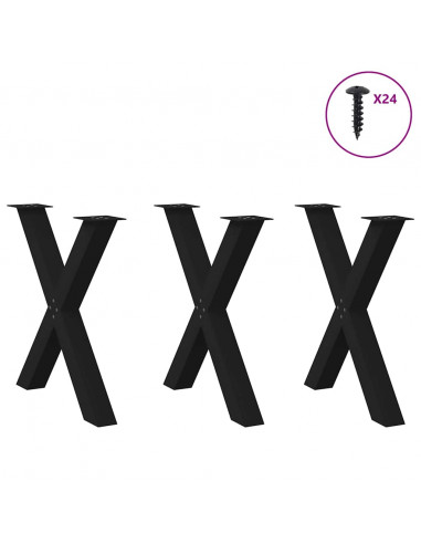 Gambe Tavolo Pranzo a Forma X 3 pz Nero 70x(72-73) cm Acciaio