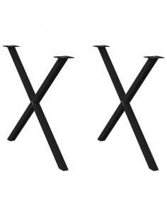 Gambe Tavolo Pranzo a Forma X 2 pz Nero 90x(72-73) cm Acciaio