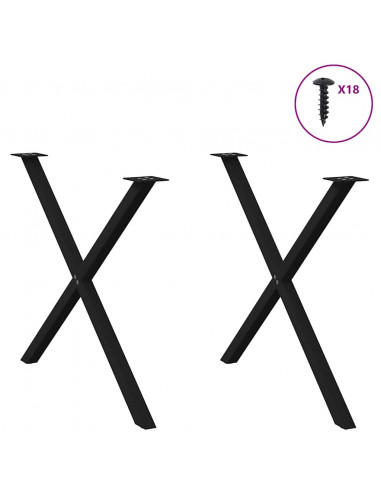 Gambe Tavolo Pranzo a Forma X 2 pz Nero 90x(72-73) cm Acciaio