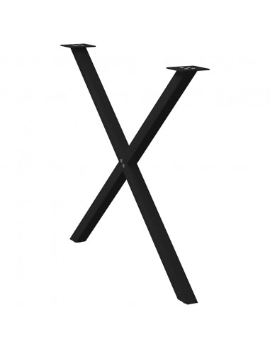 Gambe Tavolo Pranzo a Forma X 2 pz Nero 90x(72-73) cm Acciaio