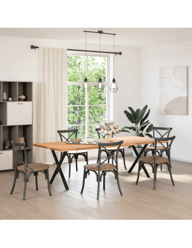 Gambe Tavolo Pranzo a Forma X 2 pz Nero 80x(72-73) cm Acciaio