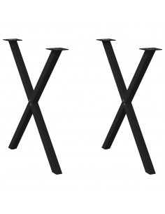 Gambe Tavolo Pranzo a Forma X 2 pz Nero 70x(72-73) cm Acciaio