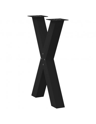 Gambe Tavolo Pranzo a Forma X 2 pz Nero 50x(72-73) cm Acciaio