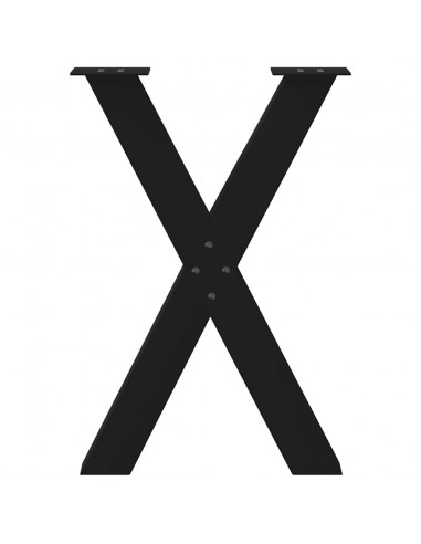 Gambe Tavolo Pranzo a Forma X 2 pz Nero 50x(72-73) cm Acciaio