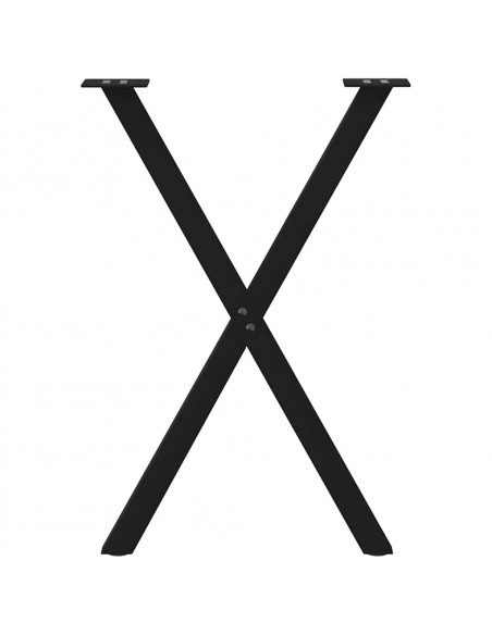Gambe per tavolo da pranzo a forma di X 2 pz nere 50x(72-73) cm in acciaio
