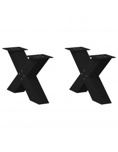 Gambe Tavolino da Caffè a X 2 pz Nero 60x(30-31) cm in Acciaio