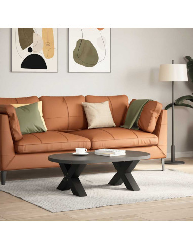 Gambe Tavolino da Caffè a X 2 pz Nero 60x(30-31) cm in Acciaio