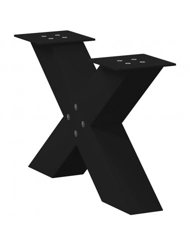 Gambe Tavolino da Caffè a X 2 pz Nero 60x(30-31) cm in Acciaio