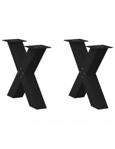 Gambe Tavolino da Caffè a X 2 pz Nero 50x(42-43) cm in Acciaio