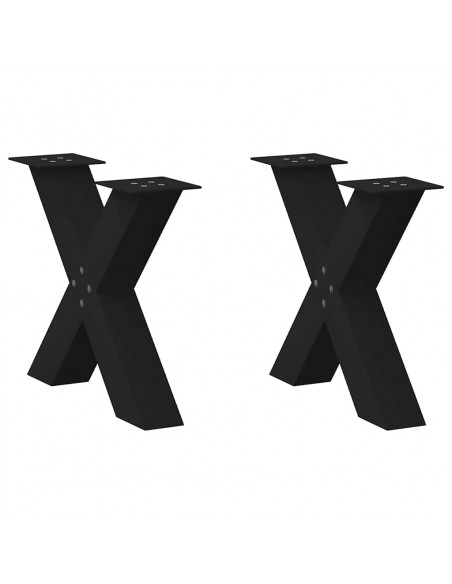 Gambe Tavolino da Caffè a X 2 pz Nero 50x(42-43) cm in Acciaio