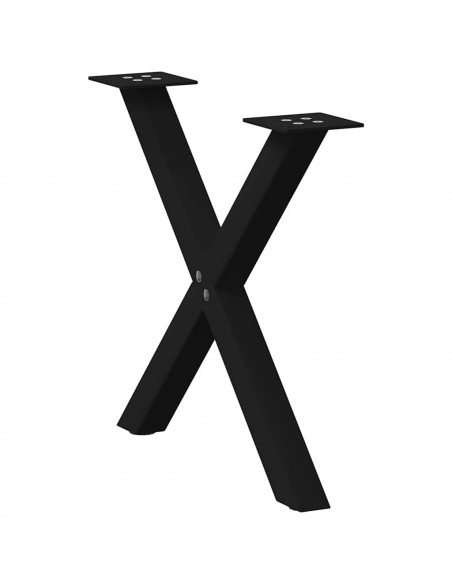 Gambe Tavolino Caffè a X 2 pz Nero 60x(42-43)cm Acciaio