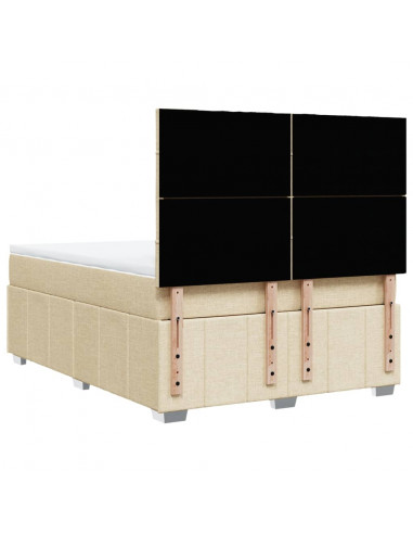 Giroletto a Molle con Materasso Crema 160x200 cm in Tessuto