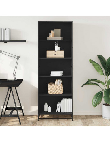 Libreria Nera 60x35x170,5 cm in Truciolato