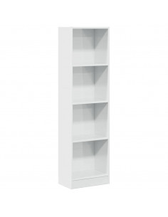 Libreria Bianco Lucido 40x24x143 cm in Legno Multistrato