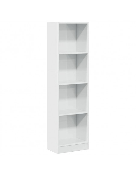 Libreria Bianco Lucido 40x24x143 cm in Legno Multistrato