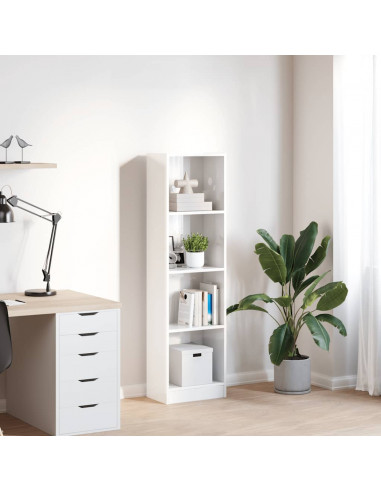 Libreria Bianco Lucido 40x24x143 cm in Legno Multistrato