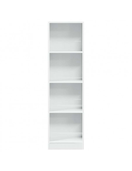 Libreria Bianco Lucido 40x24x143 cm in Legno Multistrato