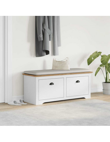 Panca da Ingresso BODO Bianca e Marrone 114x40x45 cm