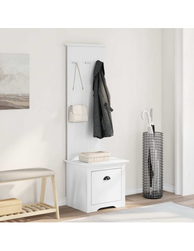 Mobiletto da Ingresso con Ganci BODO Bianco 50x40x157 cm