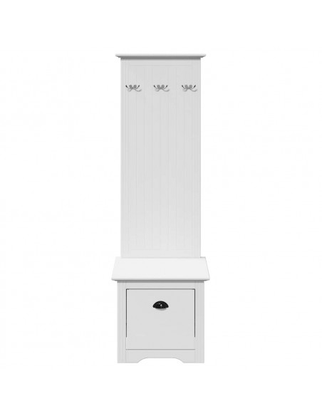 Mobiletto da Ingresso con Ganci BODO Bianco 50x40x157 cm