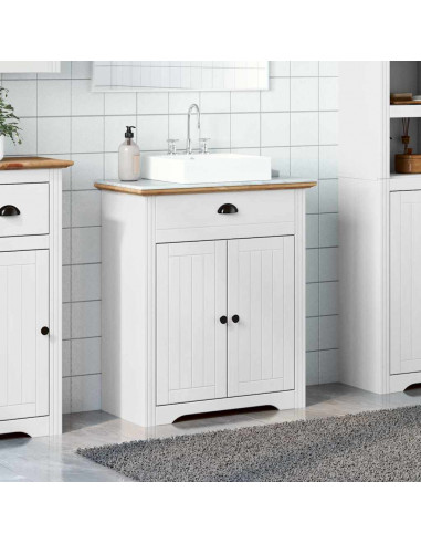 Mobile Lavabo da Bagno BODO Bianco e Marrone 70x35x80 cm