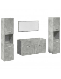 Set Mobili da Bagno 4 pz Grigio Cemento in Legno Multistrato