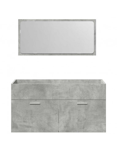 Set Mobili da Bagno 4 pz Grigio Cemento in Legno Multistrato