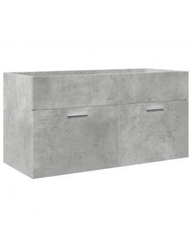 Set Mobili da Bagno 4 pz Grigio Cemento in Legno Multistrato